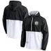 Men's Fanatics Branded Black/White Brooklyn Nets Anorak Block Party Windbreaker Half-Zip Hoodie Jacket