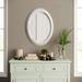 One Allium Way® Umstead Oval Wood Framed Wall Mounted Accent Mirror in White Wood in Brown | 23.5 H x 17.75 W x 1.25 D in | Wayfair