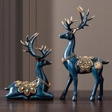 The Holiday Aisle® Modern 11" Large Deer Decorations Christmas Reindeer Resin in Gray/Blue/White | 10.62 H x 5.7 W x 3.54 D in | Wayfair