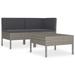 vidaXL 3 Piece Patio Lounge Set with Cushions Poly Rattan Gray - 27.2" x 27.2" x 27.2"