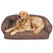 Chocolate EZ Wash Fleece Bolster Dog Bed, 49" L X 30" W X 10" H, Large, Brown
