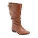 Wide Width Women's The Monica Wide Calf Leather Boot by Comfortview in Dark Cognac (Size 7 W)