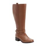 Extra Wide Width Women's The Donna Wide Calf Leather Boot by Comfortview in Cognac (Size 10 WW)