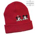 Disney Accessories | Mickey And Minnie Red Glitter Cuff Beanie | Color: Red | Size: Os