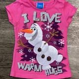 Disney Shirts & Tops | Disney Girls Pink Glitter Snowman T Shirt Size 2t | Color: Pink/White | Size: 2tg