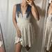 Free People Dresses | Free People Low V Neck Floral Mini Dress | Color: Blue/Cream | Size: Xs