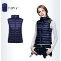 Women Sleeveless Women Ultra Light Down Vests Slim Jacket Girl Gilet Plus Lightweight Windproof Warm Waistcoat Vest (Color : Navy, Size : M)