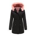 Womens Lightweight Puffer Jacket, Winter Coats for Women Warm Quilted Bubble Padded Hood Coat with Faux Fur Collar