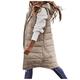 Women's Long Down Vest Women's Long Winter Coat Vest with Hood Vest Coat Sleeveless Warm Down Coat with Pockets Quilted Vest Women's Down Jacket Outdoor Winter Jacket, #01-Beige, XXXXL