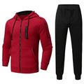 Auenix Men's Tracksuit Hoodie, Solid Color Full Sweatshirt and Pants, Suit Men Full Winter Tracksuit Long Sleeve Tracksuit Man, Jogger Gym Jumpsuit, red, XXXXL