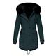Womens Winter Warm Hoodie Coats Thick Padded Outerwear Big Collar Jackets Fleece Lined Full Zipper Overcoats