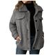 Color Women Coat Double-faced Long-sleeved And Winter Autumn Casual Cardigan Solid Lapel Fleece Women's Coat (Gray, XL)