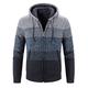 Detrade Men's hoodie with hood, pullover, knitted sweatshirt, cardigan, leisure winter hooded jumper, knitted jacket, fleece inside, outdoor men's hooded jacket for hoodie, gray, XXXL