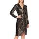 Gina Bacconi Women's Sequin Wrap Dress Cocktail, Brown/Gold, 10