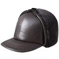 Donggu Aviator Leather Hat Winter Ear Flaps Hat Trapper Baseball Cap Outdoor Warm Hunting Hat for Men Brown