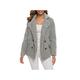 O·Lankeji Plus Size Faux Shearling Jacket for Womens,Long Sleeve Plush Button Coats with Pocket,Solid Color Lapel Outwear for Warm Winter (Color : Gray, Size : 5XL)