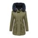 Women's Faux Fur Hood Reversible Coat Long Quilted Hooded Parka Warm Winter Jacket Thicken Puffer Outwear