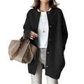 Women's Winter Trench Coats Single Breasted Long Woolen Pea Coat Overcoat Notched Collar Straight Korean Style Wool Blend Trench Outerwear