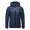 Orgrul Men's Circus Quilted Jacket in Down Jacket Look with Hood | Warm Durable Winter Jacket Lined Robust Transition Jacket Mottled Jacket for Men 1951, blue, XXL