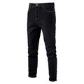 LGQ Men's Jeans Mid-Waist Tight-Fitting Feet Pants Micro Stretch Large Size Men's Casual Trousers Suitable for Casual Work,Black,M