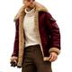 SKYWPOJU Suede Jacket Men Lined Shearling Winter Teddy Fleece Jacket Bomber Jacket Leather Fleece Jacket Casual Plush Jacket Sport Light Brown Suede Jacket Leisure Jacket Transitional Jacket