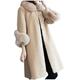 SHOBDW Women Buttons Plush Coat Elegant Thick Warm Solid Outerwear Long Fake Jacket Ladies Winter Cardigan Fashion Sweater Overcoat Jumper(Beige,XL)