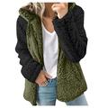 Bartira Fleece Jacket Women, Ladies Plain Hoodie Winter Warm Fleece Lined Zip Up Jacket Coat for Women Military Green