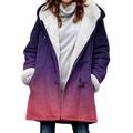 Bartira Fleece Jacket Women, Womens Hooded Button Down Cardigan Coat with Pockets Purple