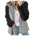 Bartira Fleece Jacket Women, 2021 New Women Faux Fur Long Teddy Coat Double Breasted Pea Coat Light Gray