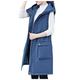 Women's Winter Coat Vest With Hood Sleeveless Warm Down Coats With Pockets Quilted Vest Jacket Outdoor Jacket Lightweight Coat (Blue, XL)