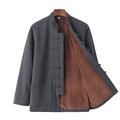 Winter Jacquard Tai Chi Uniform Cotton Padded Tang Suit Jacket Warm Coat Thicken Chinese Traditional Clothes Long Sleeve for Seniors Men, Kung Fu Clothing Shirt Mart Grey-XL