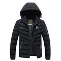 Orgrul Men's Winter Jacket, Quilted Jacket, Transition Jacket, Buffer Down Jacket, Zip, Sports Jacket, Fur Hood, Padded Zip, Outdoor Casual Style 1DD0, black, L