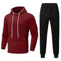 Auenix Men's Tracksuit Solid Color Sweatshirt Men Hoodie and Zip 2PC Tracksuits Pants Set Jogger Gym Tracksuit Long Sleeve Tracksuit Men Full Winter, Wine, XXXXL