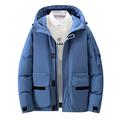 Orgrul EE7 Men's Winter Jacket Winter Colour Variations Warm Bomber Jacket Quilted Winter Coat Faux Fur Down Jacket Lightweight Outdoor Buffer Padded, blue, XXXL