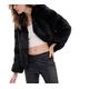 Vagbalena Women's Winter Faux Fur Coat Fashion Solid Color Short Long-Sleeved Plush Jacket Casual Lapel Warmth Faux Fur Coat Cardigan Elegant Jacket (Black,M)