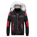 Men's Fleece Thermal Overcoat Autumn Winter Full Zip Faux Fur Trimmed Hooded Parka Jacket Heavyweight Outdoor Windproof Outwear with Multi-Pocket