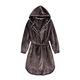 Briskorry Flannel Bathrobe Women's and Men's Cotton Shawl Collar Dressing Gown with Hood Long Sleeve Sauna Gown Long Fluffy House Coat with Belt Sauna Wellness, gray, L