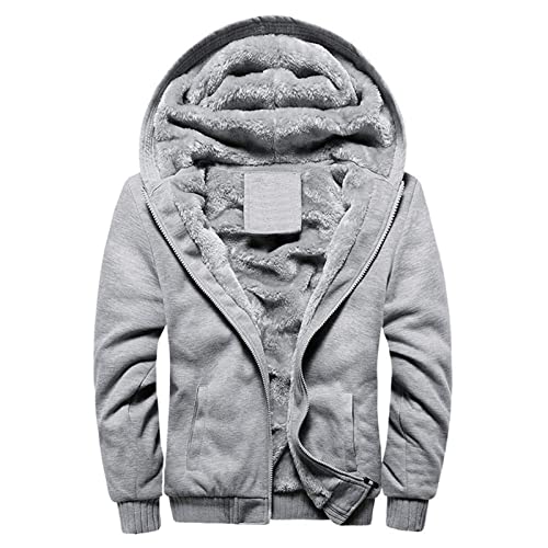 SKYWPOJU Men's Jacket Winter Winter Jacket Men's Extra Light Jacket Short Regular Fit Jacket Outdoor Thermal Jacket Large Sizes Sweat Jacket Detachable Hood Quilted Jacket Short Jacket Gray