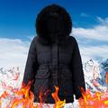 Hooded Winter Lined Trench Thick Overcoat Jacket Women's Coat Outwear Warm Fur' Women's Parkas (Black, L)