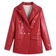 XWSD Womens Classic Coat Real Leather Jacket Waterproof Jackets Women Faux Leather Jacket,Red,XS