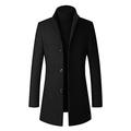 Mens Coats Regular Fit Wool Trench Coat Thick Winter Peacoats Mid-Length Jackets Grey Mens Coats Winter Jackets for Men Mens Jackets Black,L