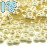 Patel Cream Trinity 3-hole Czech Glass Loose Beads 8x8mm 8 Grams