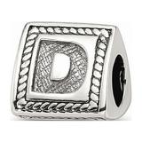Mia Diamonds Solid 925 Sterling Silver Reflections Letter D Triangle Block Bead
