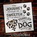 Journey Sweeter Traveled with Dog Stencil by StudioR12 DIY Puppy Lover Home Decor Craft & Paint Wood Sign Reusable Mylar Template Pawprint Heart Gift Select Size 18 inches x 18 inches