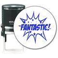 MaxMark Round Teacher Self Inking Stamp - FANTASTIC - Jumbo Series Style TS318 with Blue Ink