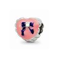 925 Sterling Silver Reflections Kids Enameled Heart with Bow Bead; for Adults and Teens; for Women and Men