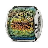 Lex & Lu Sterling Silver Reflections Rainbow Dichroic Glass Bead LAL4813