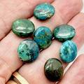 Seven Beads of Natural Chrysocolla 12x5mm Coin Semi Precious Stone Beads| 7 Bds|