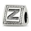 Finest Gold Sterling Silver Reflections Letter Z Triangle Block Bead White