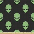 Alien Upholstery Fabric by the Yard Supernatural Martiansal Beings from Other Planets Head of an Alien Decorative Fabric for DIY and Home Accents 3 Yards Fern Green Black by Ambesonne